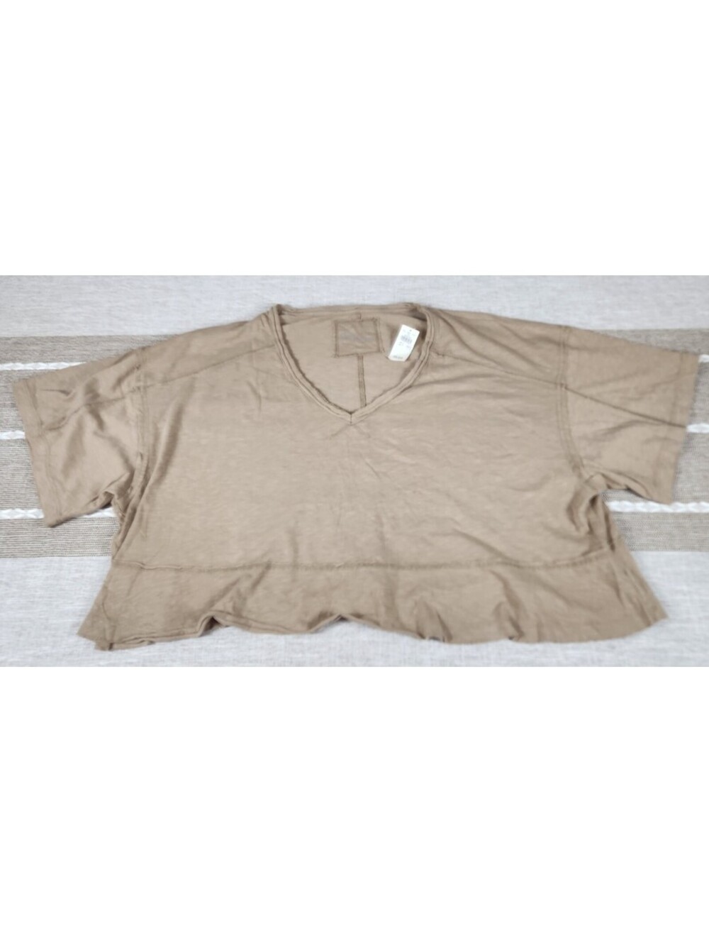 Aerie Crop Top Cropped V-Neck Shirt Tan Size S NWT